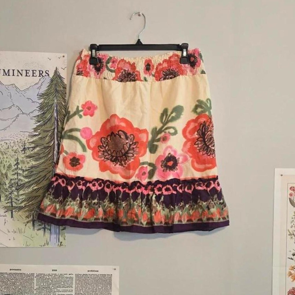 Mimi Chica Floral Cotton Ruffle Hem Mini Skirt